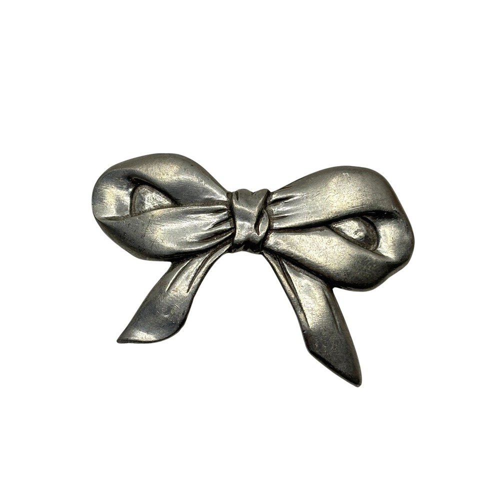 Vintage 1990 Seagull Pewter Bow Barrette Hair Clip Made in Canada Silver Tone